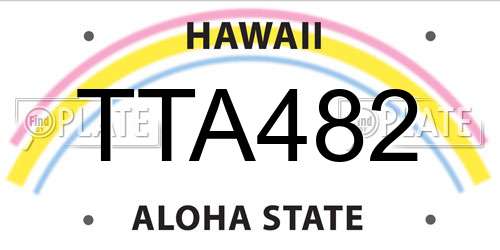 TTA482 Hawaii License Plate