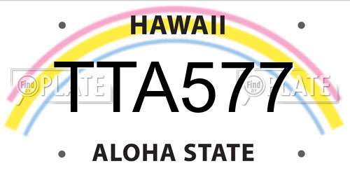 TTA577 Hawaii License Plate