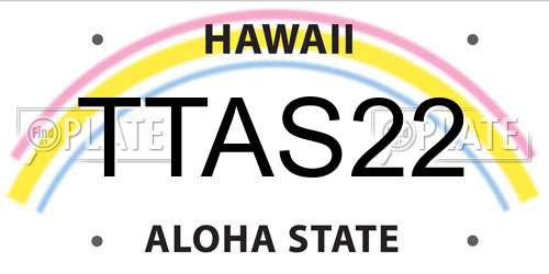TTAS22 Hawaii License Plate