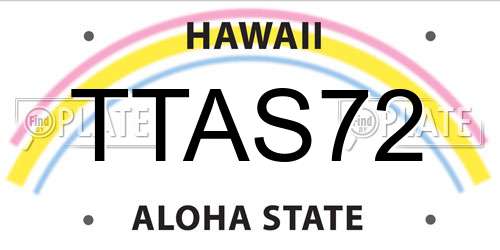 TTAS72 Hawaii License Plate