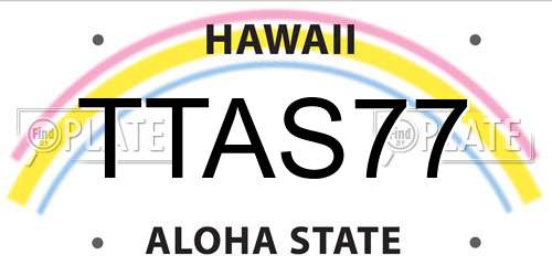 TTAS77 Hawaii License Plate