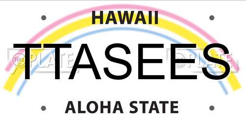 TTASEES Hawaii License Plate