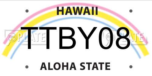 TTBY08 Hawaii License Plate