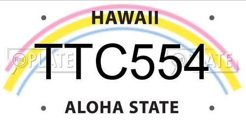 TTC554 Hawaii License Plate
