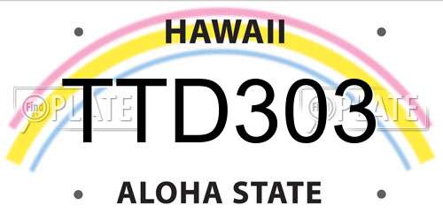TTD303 Hawaii License Plate