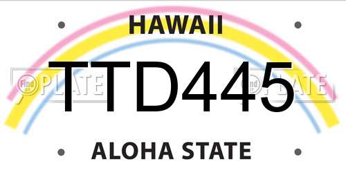 TTD445 Hawaii License Plate