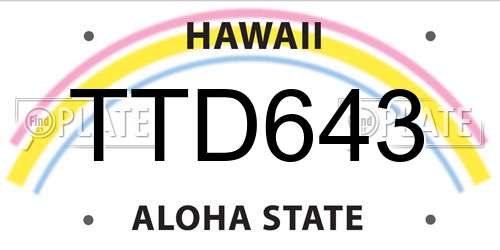 TTD643 Hawaii License Plate