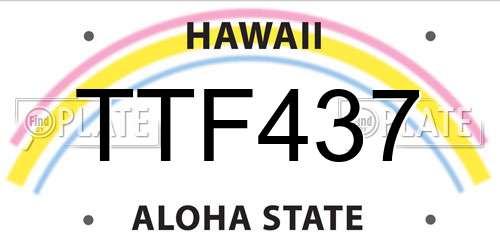 TTF437 Hawaii License Plate