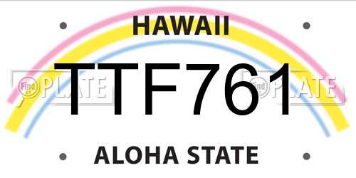 TTF761 Hawaii License Plate