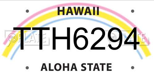 TTH6294 Hawaii License Plate