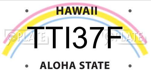 TTI37F Hawaii License Plate