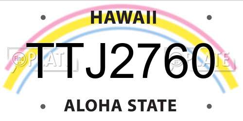TTJ2760 Hawaii License Plate
