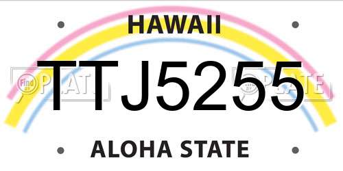 TTJ5255 Hawaii License Plate