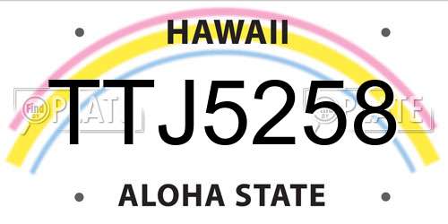 TTJ5258 Hawaii License Plate