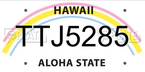 TTJ5285 Hawaii License Plate