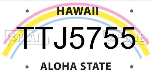 TTJ5755 Hawaii License Plate