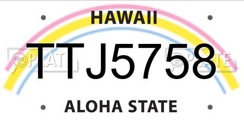 TTJ5758 Hawaii License Plate