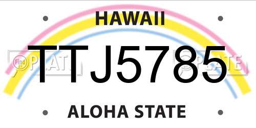 TTJ5785 Hawaii License Plate