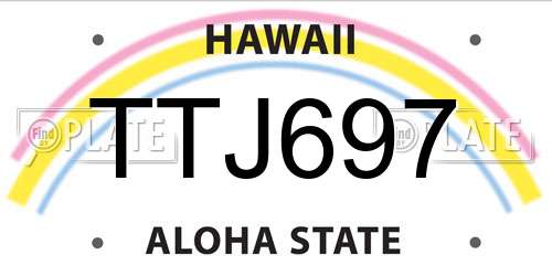 TTJ697 Hawaii License Plate