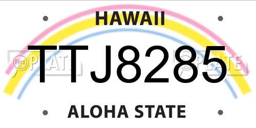 TTJ8285 Hawaii License Plate
