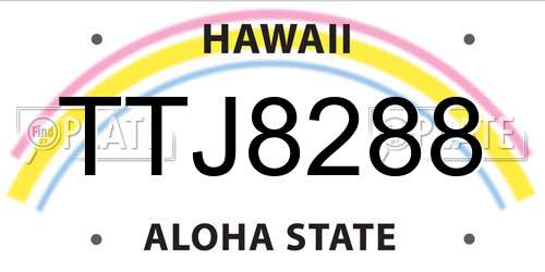 TTJ8288 Hawaii License Plate