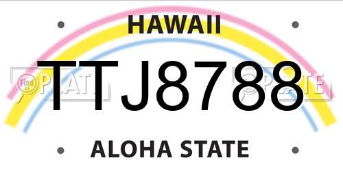 TTJ8788 Hawaii License Plate