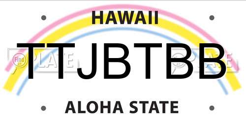 TTJBTBB Hawaii License Plate