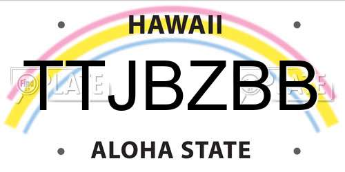 TTJBZBB Hawaii License Plate