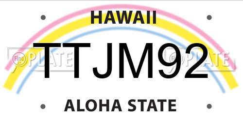 TTJM92 Hawaii License Plate