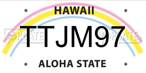TTJM97 Hawaii License Plate