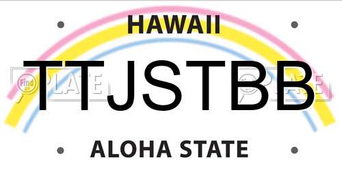 TTJSTBB Hawaii License Plate