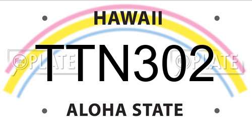 TTN302 Hawaii License Plate