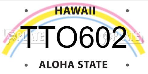 TTO602 Hawaii License Plate