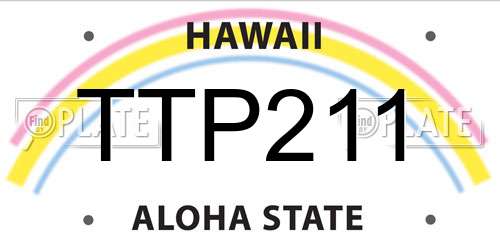 TTP211 Hawaii License Plate