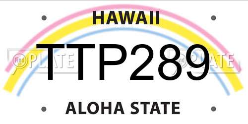 TTP289 Hawaii License Plate
