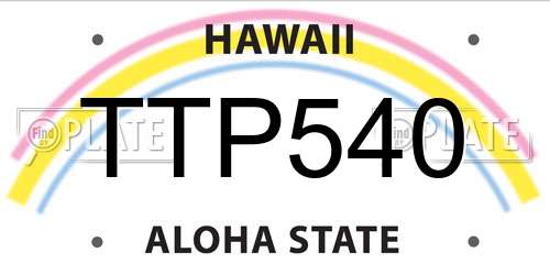 TTP540 Hawaii License Plate
