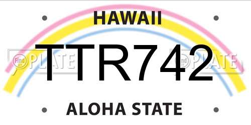 TTR742 Hawaii License Plate