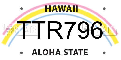 TTR796 Hawaii License Plate