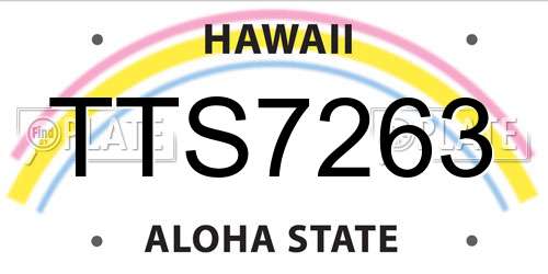TTS7263 Hawaii License Plate
