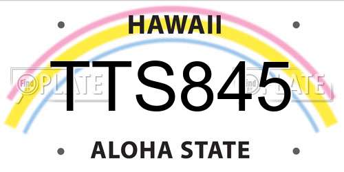 TTS845 Hawaii License Plate