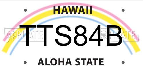 TTS84B Hawaii License Plate