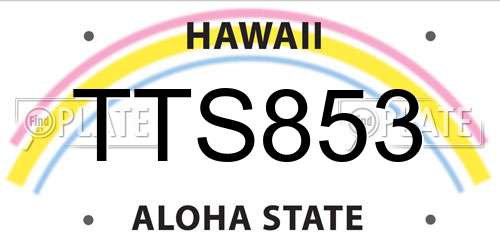 TTS853 Hawaii License Plate
