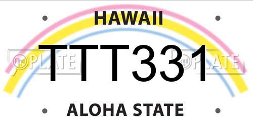 TTT331 Hawaii License Plate