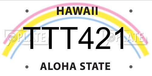 TTT421 Hawaii License Plate