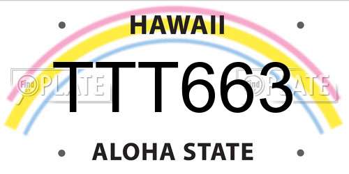 TTT663 Hawaii License Plate