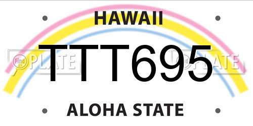 TTT695 Hawaii License Plate
