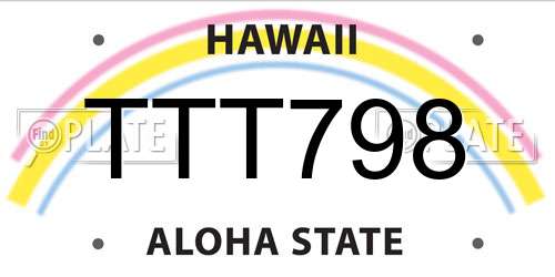TTT798 Hawaii License Plate
