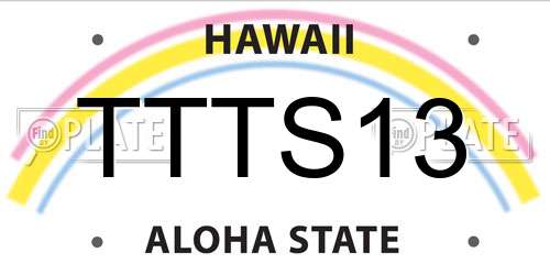 TTTS13 Hawaii License Plate