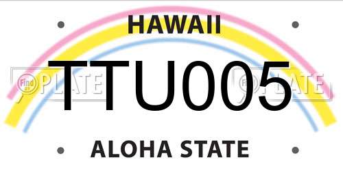 TTU005 Hawaii License Plate