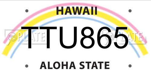 TTU865 Hawaii License Plate